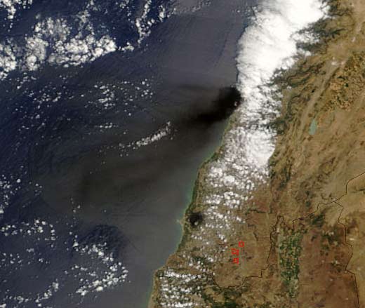 Lebanon - MODIS photo ca. July 14, 2006