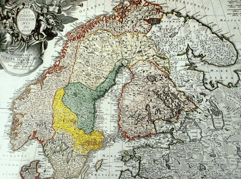 Oude kaart van Scandinavië
