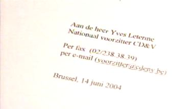 De fax is gericht aan Yves Leterme