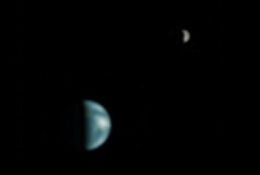 Aarde en Maan vanop Mars