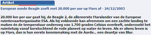 Het Nieuwsblad over de Beagle in 2003