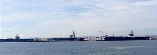 Three carriers in the San Diego harbour - November 25, 2004