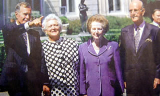 George and Barbara Bush, Margaret Thatcher, Roger De Clerck